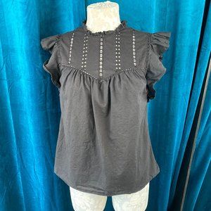 Express Lace Mock Neck Tie Back Top Blouse
